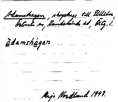 Bild på arkivkortet för arkivposten Adamshagen