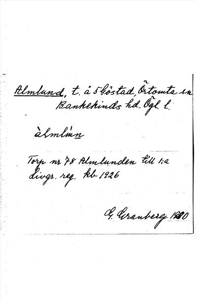 Bild på arkivkortet för arkivposten Almlund