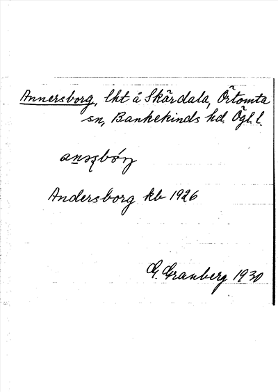 Bild på arkivkortet för arkivposten Annersborg