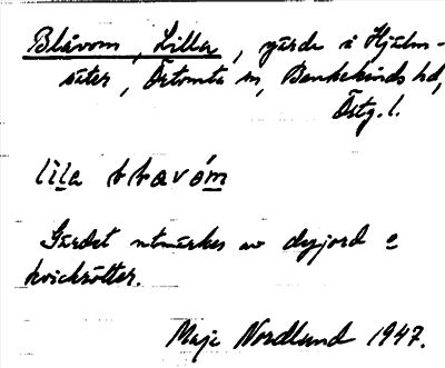 Bild på arkivkortet för arkivposten Blåvom, Lilla