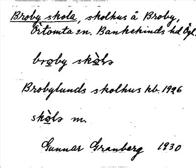 Bild på arkivkortet för arkivposten Broby skola