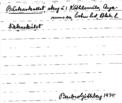 Bild på arkivkortet för arkivposten Bäckaskallet