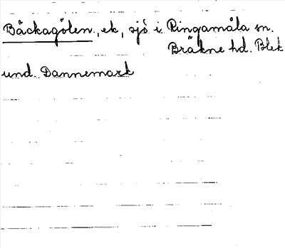Bild på arkivkortet för arkivposten Bäckagölen