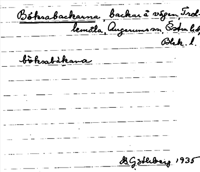 Bild på arkivkortet för arkivposten Böksabackarna