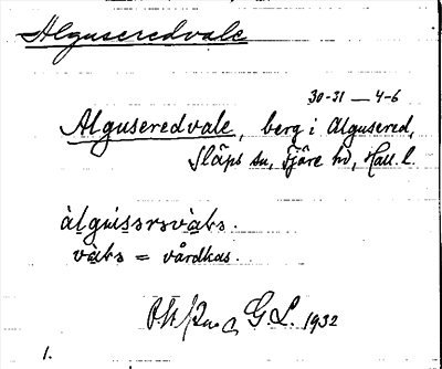 Bild på arkivkortet för arkivposten Alguseredvale