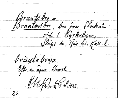 Bild på arkivkortet för arkivposten Brantsbro ell. Brantens bro