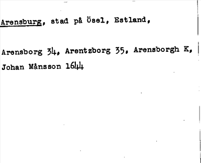 Bild på arkivkortet för arkivposten Arensburg
