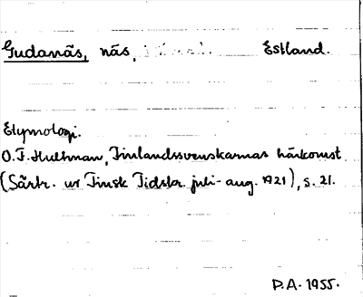 Bild på arkivkortet för arkivposten Gudanäs
