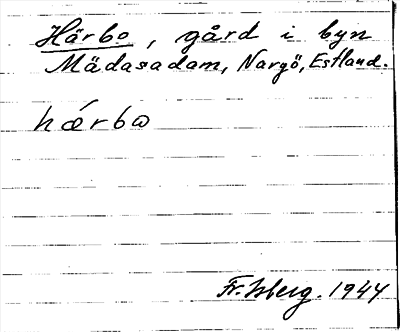 Bild på arkivkortet för arkivposten Härbo