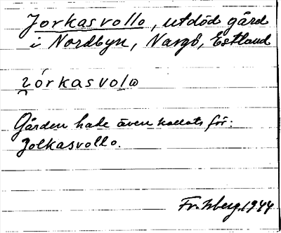 Bild på arkivkortet för arkivposten Jorkasvollo