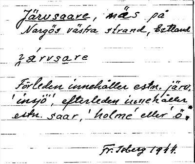 Bild på arkivkortet för arkivposten Järvsaare