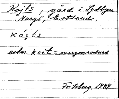 Bild på arkivkortet för arkivposten Kojts