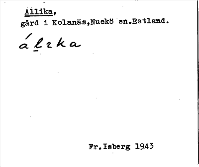 Bild på arkivkortet för arkivposten Allika
