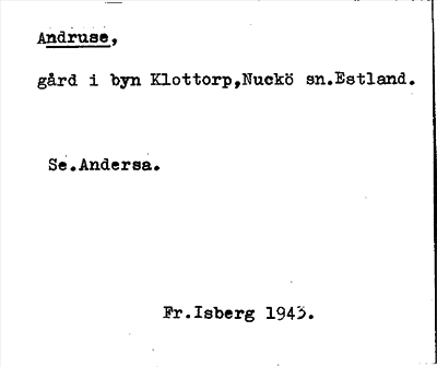 Bild på arkivkortet för arkivposten Andruse
