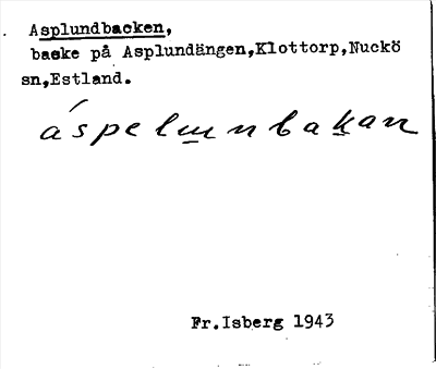 Bild på arkivkortet för arkivposten Asplundbacken