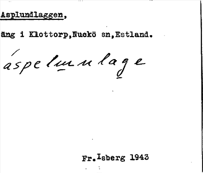 Bild på arkivkortet för arkivposten Asplundlaggen