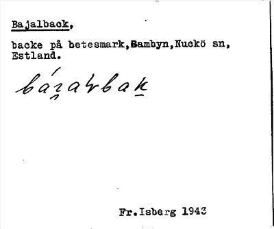 Bild på arkivkortet för arkivposten Bajalback
