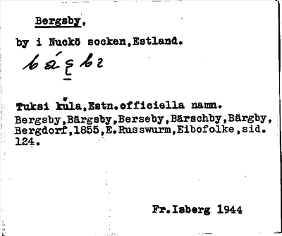 Bild på arkivkortet för arkivposten Bergsby