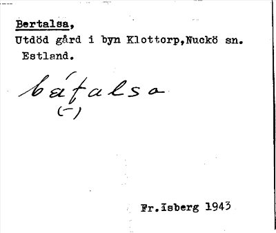 Bild på arkivkortet för arkivposten Bertalsa