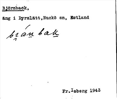 Bild på arkivkortet för arkivposten Björnback