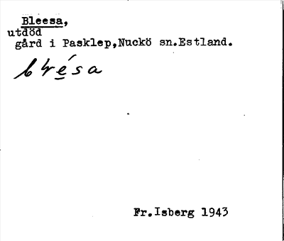 Bild på arkivkortet för arkivposten Bleesa