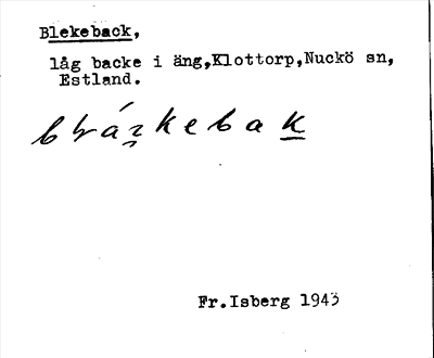 Bild på arkivkortet för arkivposten Blekeback