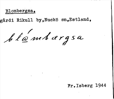 Bild på arkivkortet för arkivposten Blombergsa