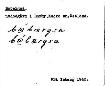 Bild på arkivkortet för arkivposten Bobergsa