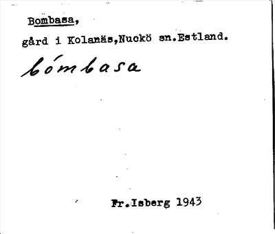 Bild på arkivkortet för arkivposten Bombasa