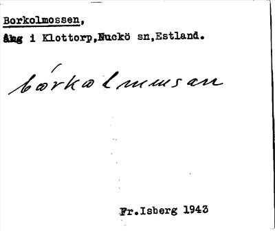 Bild på arkivkortet för arkivposten Borkolmossen