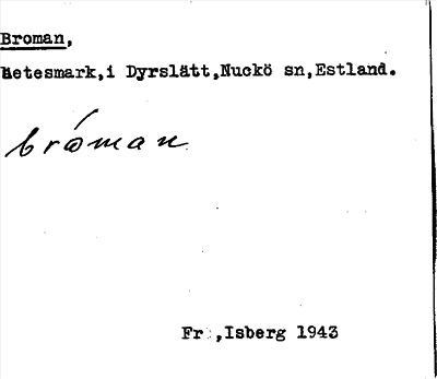 Bild på arkivkortet för arkivposten Broman