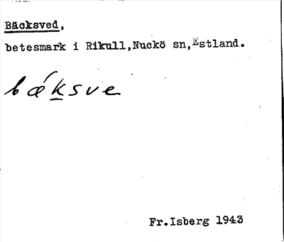 Bild på arkivkortet för arkivposten Bäcksved