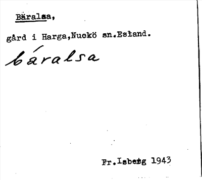 Bild på arkivkortet för arkivposten Bäralsa