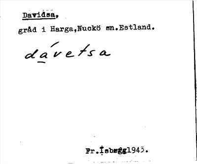 Bild på arkivkortet för arkivposten Davidsa
