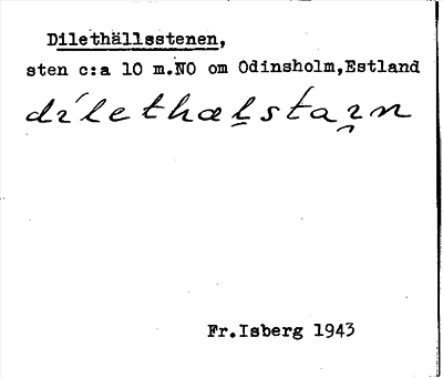 Bild på arkivkortet för arkivposten Dilethällsstenen