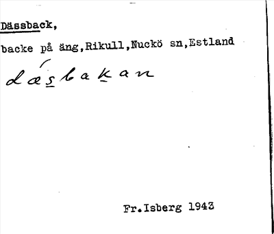 Bild på arkivkortet för arkivposten Dässback
