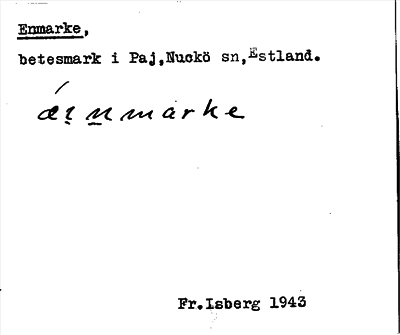 Bild på arkivkortet för arkivposten Enmarke