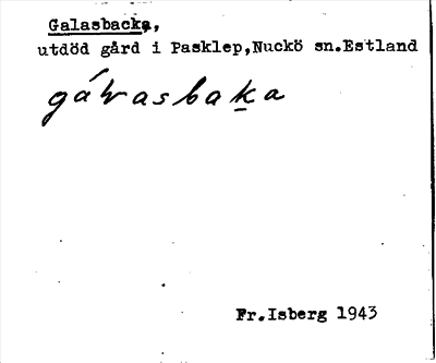 Bild på arkivkortet för arkivposten Galasbacka