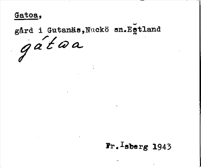 Bild på arkivkortet för arkivposten Gatoa