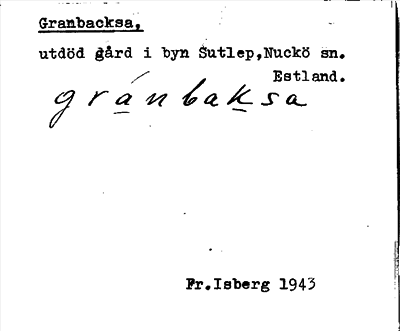 Bild på arkivkortet för arkivposten Granbacksa