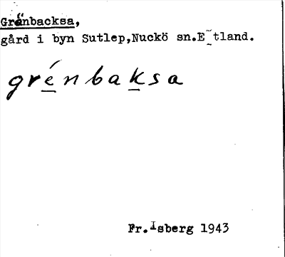 Bild på arkivkortet för arkivposten Grönbacksa