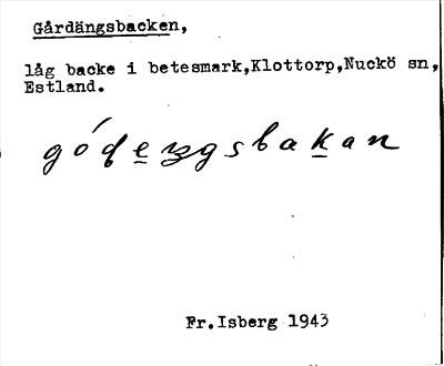 Bild på arkivkortet för arkivposten Gårdängsbacken