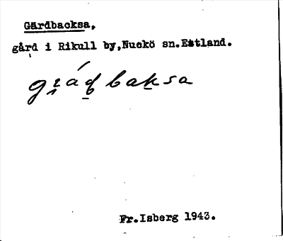 Bild på arkivkortet för arkivposten Gärdbacksa