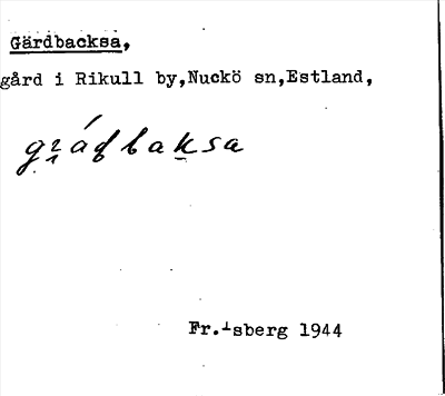 Bild på arkivkortet för arkivposten Gärdsbacksa