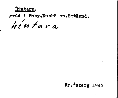 Bild på arkivkortet för arkivposten Hintara