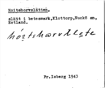 Bild på arkivkortet för arkivposten Hoitshorvslätten