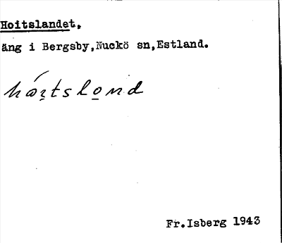 Bild på arkivkortet för arkivposten Hoitslandet