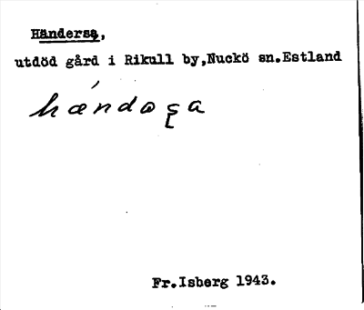 Bild på arkivkortet för arkivposten Händersa