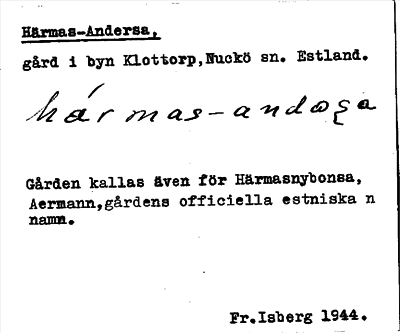 Bild på arkivkortet för arkivposten Härmas-Andersa