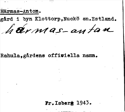 Bild på arkivkortet för arkivposten Härmas-Anton